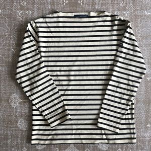 Saint James Breton Stripe Shirt Ecru x Black